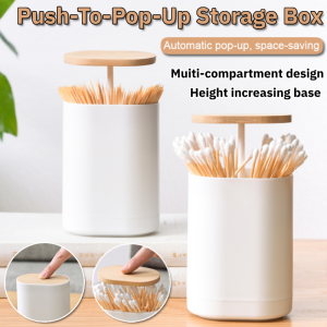 Push-To-Pop-Up Storage Box Automatic Cotton Swab Box Press Type Portable Toothpick Dispenser 按压式收纳盒