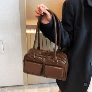 กระเป๋าหนังทรงเหลี่ยม สุดฮิต กระเป๋าสไตล์เกาหลี กระเป๋าสะพายไหล่ สายสั้น 28 CM พกพาง่าย ใส่ของได้เยอะ 💥พร้อมส่งจากไทย💥