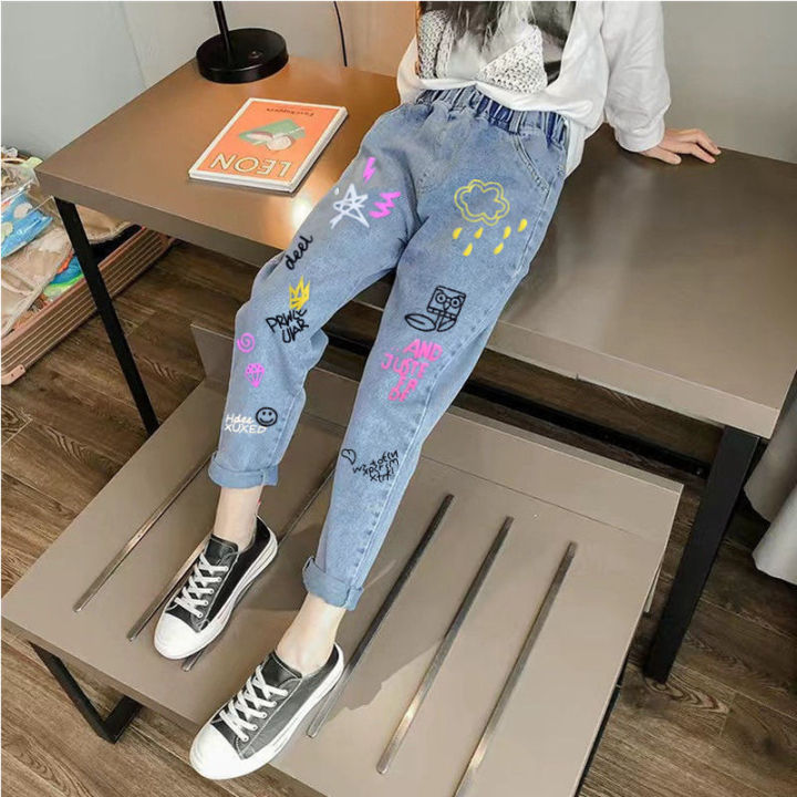 2023 Korean Spring Autumn Teen Girl Denim Fashion Casual Jeans