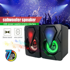 RGB LED Gaming Speaker Audio Computer Speaker 3D Stereo Sound Surround Loudspeaker with RGB LED Light For PC Computer Laptop Desktop