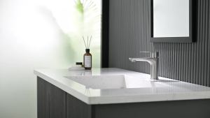 Gray/Brushed Stainless Steel Faucet Washbasin Sink Hot and Cold Water Home Bathroom Kitchen Cabinet Washbasin