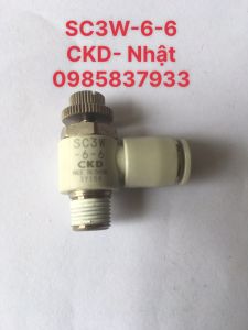 Van tiết lưu SC3W-6-6 CKD Nhật tại Máy NTT bảo hành dài hạn dùng điều chỉnh lưu lượng khí ống 6 mm dễ dàng hiệu quả