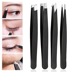4pcs/set High-quality Professional Stainless Steel Tweezers Set Perfect For Eyebrow Hair Removal Clip Splinter & Ingrown Hair Removal