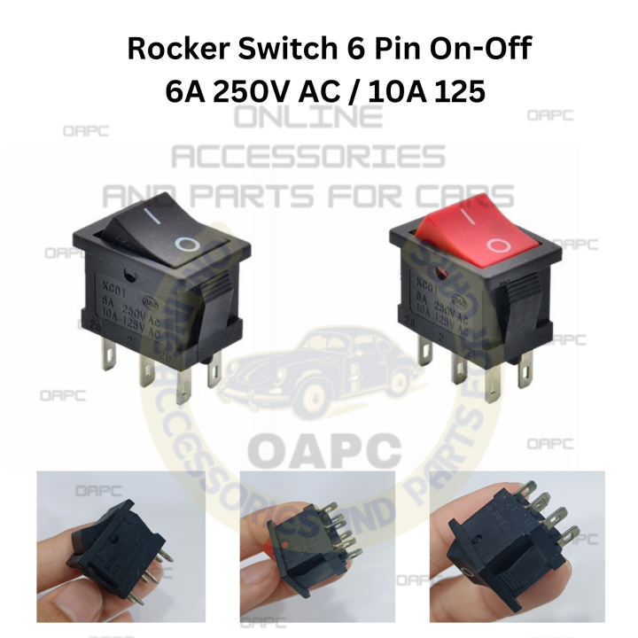 OAPC Rocker Switch On-Off 6 Pin 6A 250V AC/10A 125V AC (KCD1) | Lazada PH