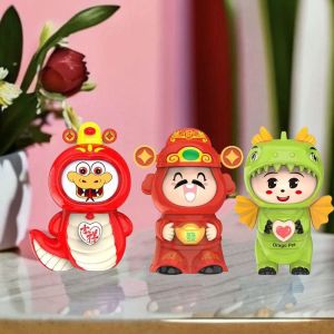 FOLLOWME57 Plastics Dinosaur Baby Face Changing Doll Chinese Style With Keychain Face Changing Toy Figure Toys DIY Crafts Dinosaur Face Makeup Toy Friends Birthday Gifts
