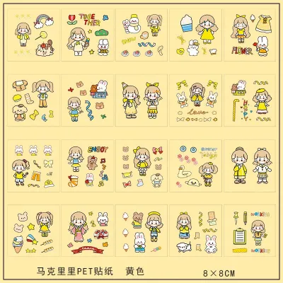Set 20 tấm Sticker họa tiết dễ thương trang trí sổ tay Nhãn dán hoạt hình siêu xinh Đồ chơi hình dán không thấm nước