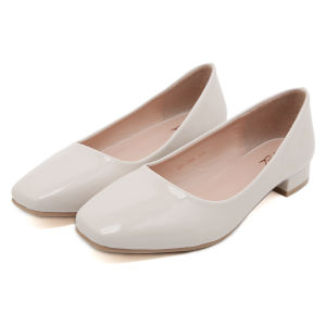 summer fashion 1/2 Inch heel 2cm square toe glossy Leather Black Shoes heels shoes for women