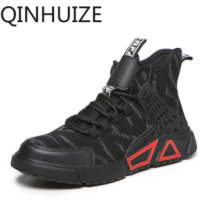 QINHUIZE New stylish lightweight safety shoes for men protective steel toe cap shoes anti-smash and anti-puncture work safety boots