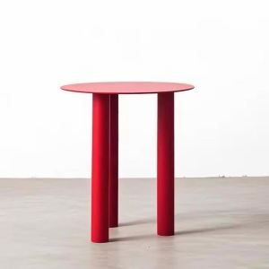 FFBH Minimalist Round Side Table Iron Frame Thickened High Load-bearing Coffee Tables Europe Dopamine Pure Color Style Home Furniture Y5R7K