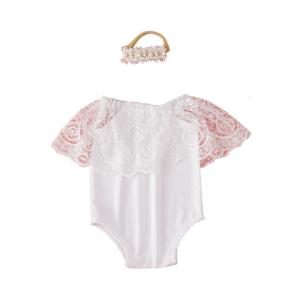 Cute Baby Photography Clothing Set Infants Romper Bodysuit & Headwear Shower Gift Photos Props for 2-6 Months Newborns