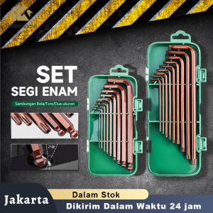 Kunci L Set Ballpoint Panjang 9 PCS ( 1.5 - 10 MM ) Bahan S2 Tidak berkarat Kunci L Set panjang//Set Kunci L with Box/Alat Perkakas Set