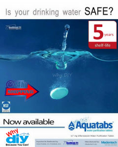 AQUATABS WATER PURIFICATION TABLET - EXPIRY 01/2030 67mg Effervescent Troclosene Sodium Sold per Tablet