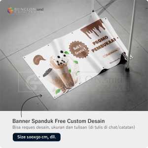 PRINT CETAK SPANDUK BANNER BOBA WARNA PUTIH COKELAT FREE DESAIN