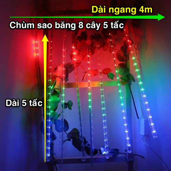 Đèn led sao băng, dây đèn ống sao rơi 8 thanh nhựa, đèn led hiệu ứng ...