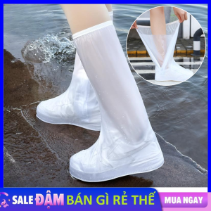 Ủng Đi Mưa - Bọc Giày Chống Nước Cao Cổ Trong Suốt Có Khoá Kéo 2 Lớp – Bao Giày Đi Mưa Chống Trơn Trượt Tái Sử Dụng - Vỏ Bọc Giày Đi Mưa Chống Nước Tiện Lợi Nhiều Size