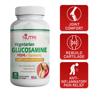 Nutri Botanics Vegetarian Glucosamine MSM Turmeric for Joint & Knee Pain Relief - 60 Capsules - Joint Support Supplement