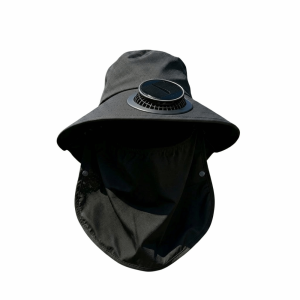 RANZH Long-lasting Solar Fan Hat Adjustable Breathable Sun Shading Hat Shoulder Cape Sun Protection Wide Brim Fishing Hat for 3.7V300MAH Fishing