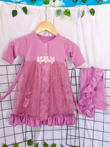 Gamis Anak Aisy Set Hijab LAVENDER SERIES usia 0-12 thn