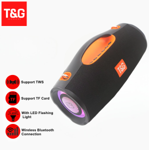 T&G TG437 TWS Portable Wireless Bluetooth V5.3 Hi-Fi RGB Speaker with FM Radio/ AUX In/TF Card /USB Function and Strap