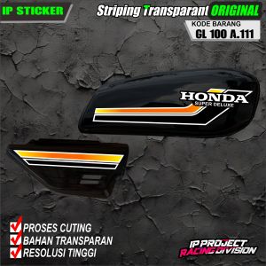 (COD) STIKER STRIPING ORIGINAL MOTOR HONDA GL 100 VARIASI DESAIN RACING HOLOGRAM DAN TRANSPARAN