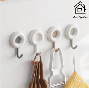 4pcs Doughnut Design Cute Hook Adhesive Sticker Punch-free Door Kitchen Bathroom Hook Sticker Wall Sticky Hook Home Signature Multipurpose Wall Hook