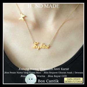 kalung nama titanium anti karat anak dewasa kalungnama aksesoris wanita necklace titanium aksesoris fashion