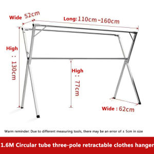 160cm-240cm Foldable Clothes Drying Rack multi-size drying rack Heavy-duty Drying Rack Stainless Steel heavy duty for clothes hanger retractable indoor and outdoor X-frame Anti-slip and windproof Three rods laundry drying rack Strengthened version