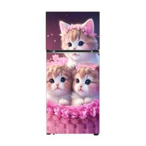 Stiker Kulkas 1 Pintu Kulkas 2 pintu Kompor Mesin Cuci Ricecoker Motip Kucing Pink ( COD )