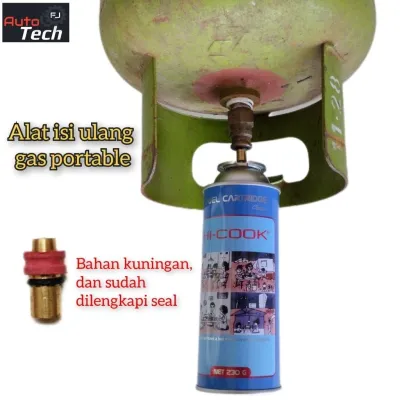 Alat isi ulang gas PORTABLE refill gas kaleng portable simple nepel isi ulang gas portable bahan KUNINGAN refill korek gas