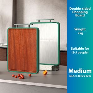 [SG STOCK] Ebony Double-Sided stainless steel Chopping Cutting Board - Durable Antibacterial And Mildew Resistant
