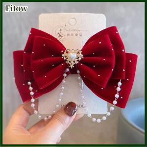 Fitow Bow Girl Headwear Mesh Velvet Hair Clip Party Girl Dance Hair Accessory Hair Clip Red Cute Little Girl Hair Accessories