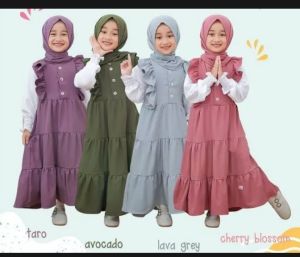 Gamis anak plus kerudung/Gamis anak murah/Gamis anak Terbaru/Baju anak perempuan/Dress anak