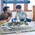 Set Mainan Pesawat Lapangan Terbang untuk Kanak-kanak - dengan Tikar Permainan Baldu dan 2 Pesawat Helikopter Trak a Kereta Lumba, Pembelajaran Awal Kenderaan Pesawat Playset untuk 3 4 5 6 7 8 Tahun Kanak-kanak Kanak-kanak Lelaki Perempuan. 