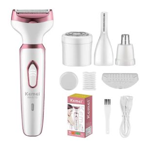 Kemei KM-6713 Li-battery E-remover Nose Hair Removal Machine 4in1 Epilator Set For Women Armpit Hair Shaver