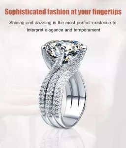 ganze011 Best-selling third-generation love luxury 3-carat ring garnet red zircon color treasure six-claw row diamond high-end ring