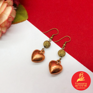 ต่างหูเกี่ยวงานดิบทองเหลืองโบราณ ยังไม่ผ่านการชุบ ขนาด 1.5x3cm ทรงแฟชั่น รูปหัวใจคั่นตุ้มจิกลาย ใส่ในชีวิตประจำวันได้ พร้อมส่ง
