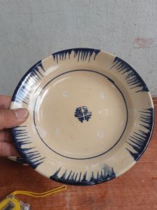 Set 5 đĩa gốm sành phết xanh 19 cm