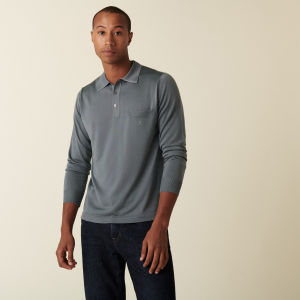 Montagut Mens Fil-Lumiere Plain Long Sleeve Polo T-Shirt 100% Polyamide Made in Portugal