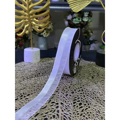 KOZY.ID - PTA7 EQUAL Pita Satin Roll Motif Setangan Satin dan Transparan Modern Pita Kado 2.5cm/Pita Dekorasi Buket