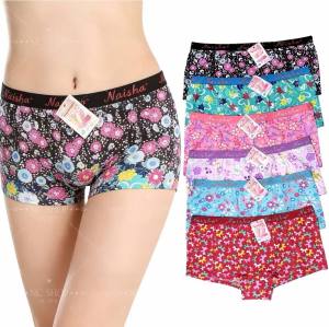 Womens Floral Boxer Shorts Cotton Spandex Good quality and Good fabric 12/6 PCS Brand Printed underwear For women