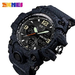 SKMEI Men Sport Watches Digital Chronograph Dual Display Alarm Watch 50M Watwrproof EL Light Wristwatches 1155B
