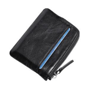 Japanese Style Genuine leather Mens and Women Small Keys Bag Zipper Coin Purse Credit Card Holder Mini Wallet with Key Ring Keychains