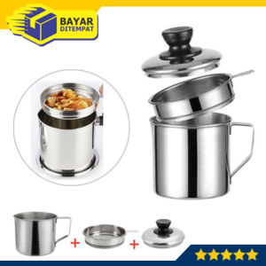 Gelas Wadah Tempat Saringan Minyak Goreng 1200 ML Oil Pot Stainless