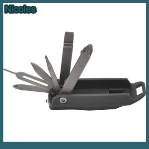 [Nicoles] 5 In 1 Multifunctional Convenient Folding Tool Stainless Steel Combination Tool Household Card Pin Screw Tool Card