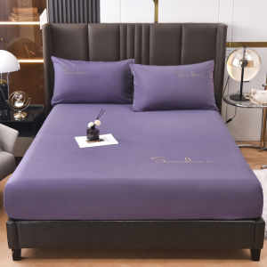 SUNLIGHT HOME Luxurious Embroidered BedsheetSolid Color Bed SheetBreathable Mattress Cover