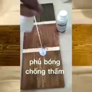 Sơn gỗ phủ bóng ngoài trời phủ mờ kèm cọ chống thấm nước ngừa rêu mốc tia UV LOTUX PAINTS