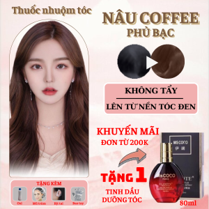Thuốc nhuộm tóc màu Nâu Coffee - Không tẩy / Nhuộm tóc tiện lợi tại nhà - Tặng kèm oxi trợ nhuộm