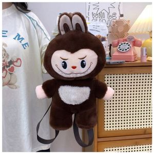 FUDESHE ป๊อปมาร์ท กระเป๋าเป้สะพายหลังผ้ากำมะหยี่ สีสันสดใส การ์ตูนลายการ์ตูน กระเป๋าเป้สะพายหลังของเล่นยัดไส้ คาวาอิ จุได้มาก กระเป๋าสะพายไหล่แบบสั้น