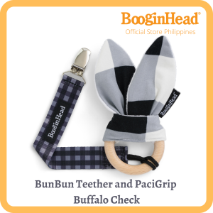 BooginHead BunBun Teether & PaciGrip Combo - Buffalo Check