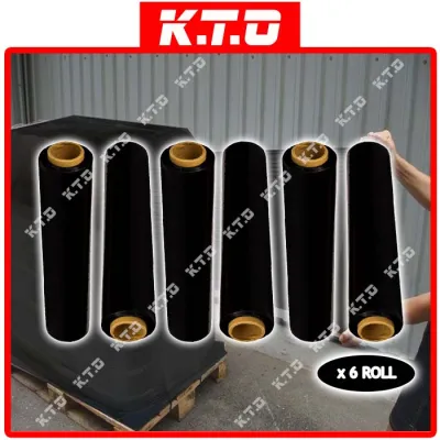 6 ROLL BLACK STRETCH FILM PLASTIC WRAPPING - 500MM x 3KG